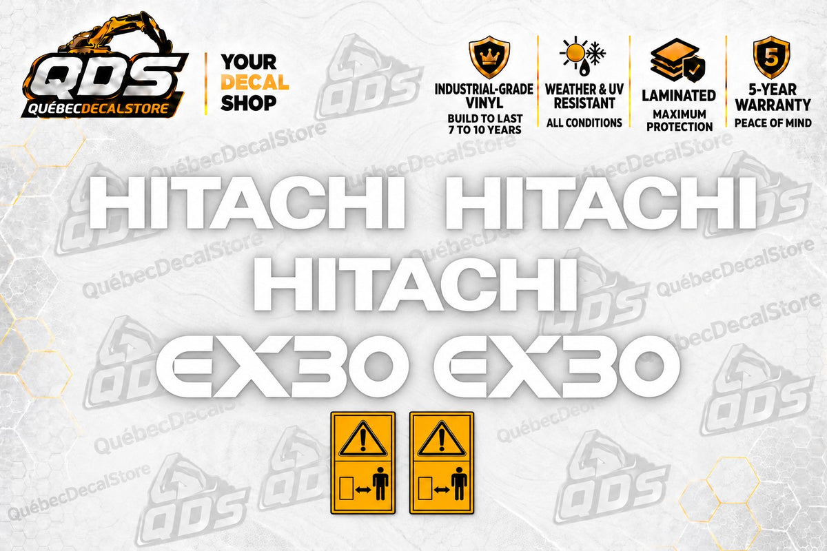 Hitachi EX30 Mini Excavator Decal Kit – White Graphics