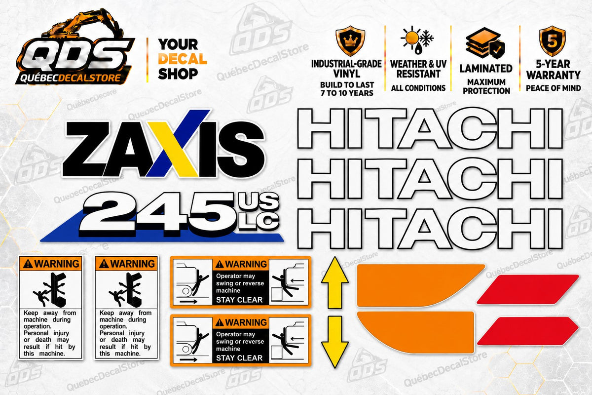 Hitachi ZAXIS 245USLC Decal Kit – Blue Panel Graphics