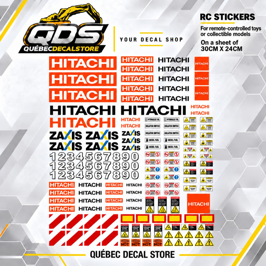 Hitachi Zaxis RC-Aufkleberbogen – 30 x 24 cm