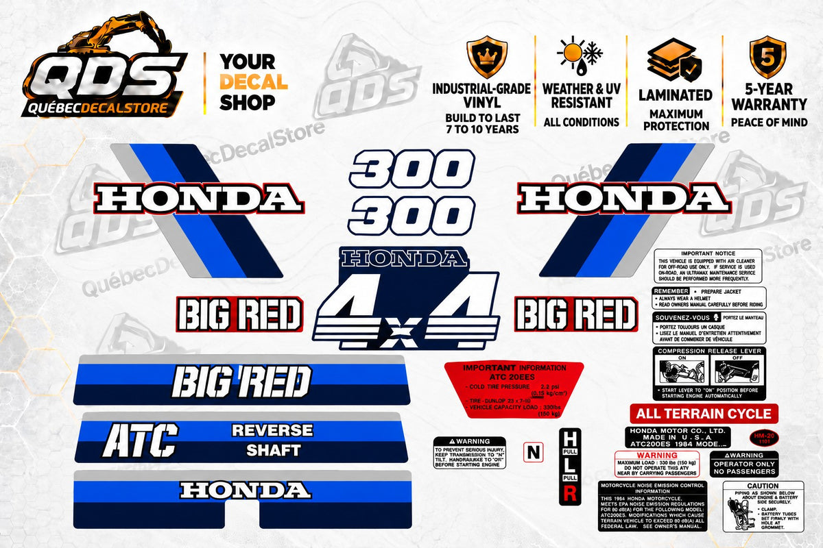 Honda Big Red Custom Decal Kit – Blue, 300 & 4x4 Graphics