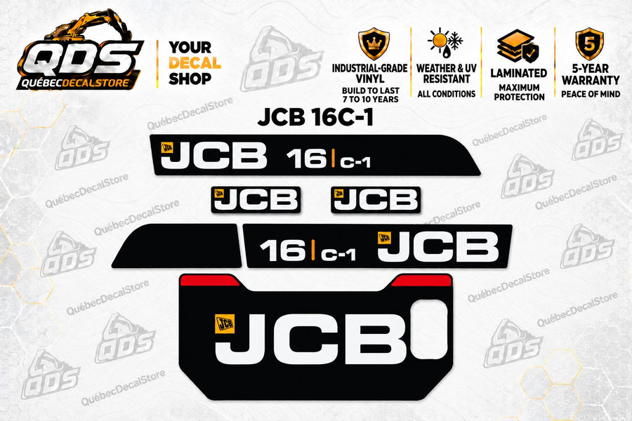 JCB 16C-1 Mini Excavator Graphics Kit – Rear Panel Cutout