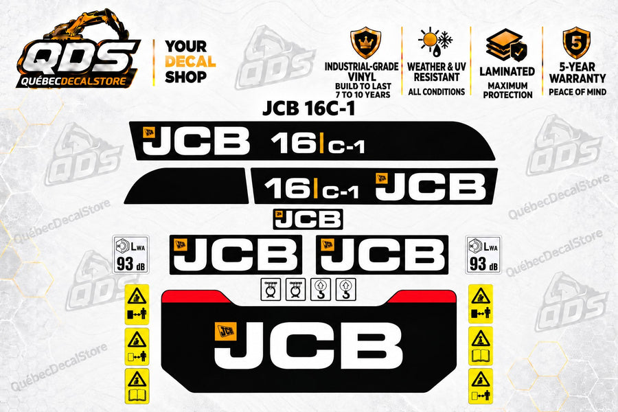 JCB 16C-1 Mini Excavator Decal Kit – Graphics & Labels