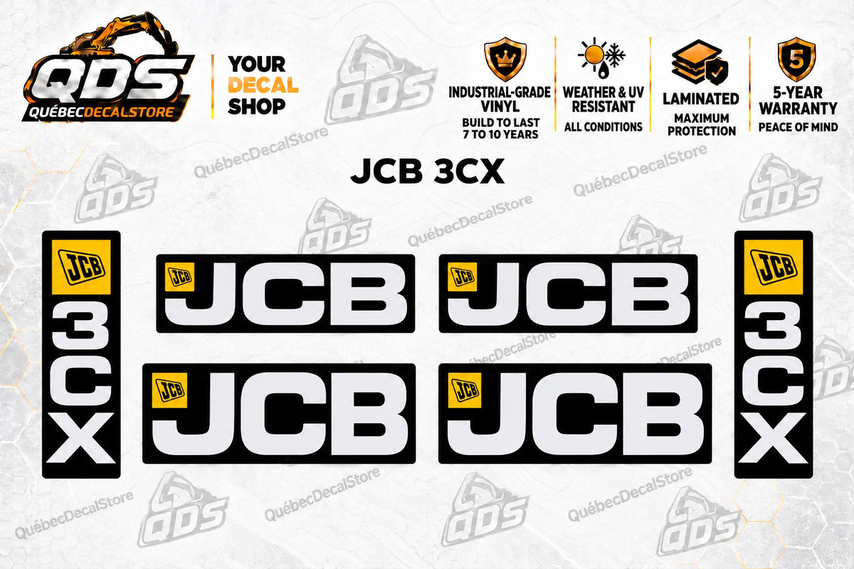JCB 3CX replacement decal kit for backhoe loader – QuébecDecalStore