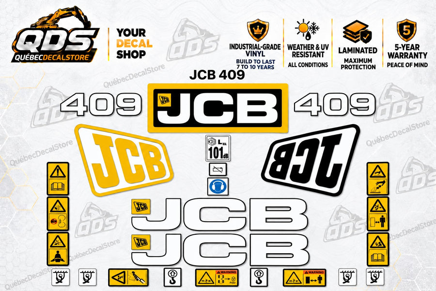 JCB 409 replacement decal kit for compact wheel loader – QuébecDecalStore