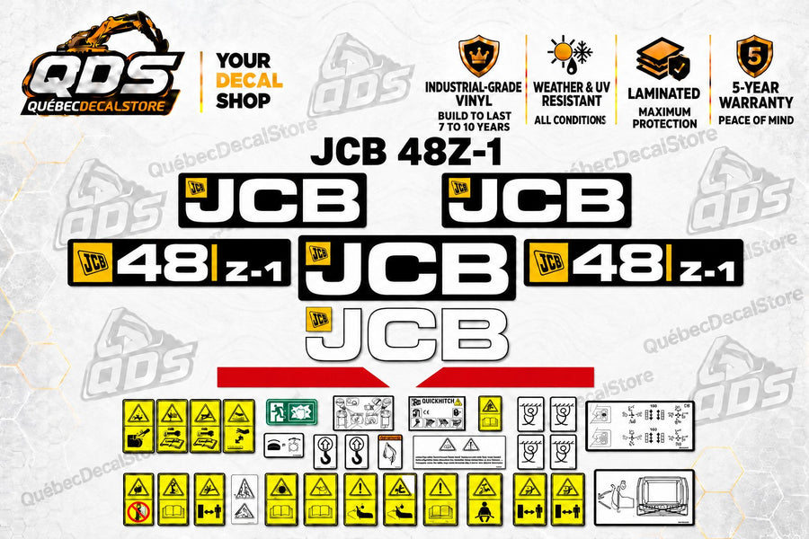 JCB 48Z-1 replacement decal kit for mini excavator – QuébecDecalStore