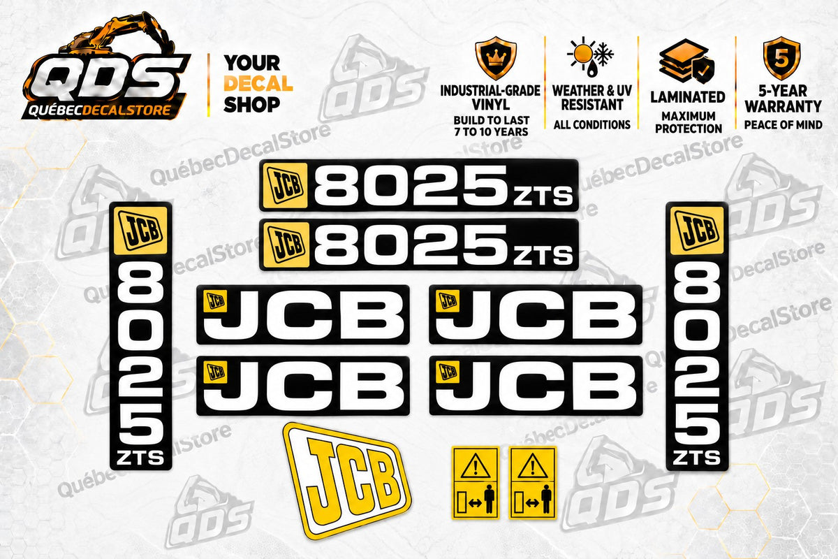 JCB 8025 ZTS Mini Excavator Decal Kit