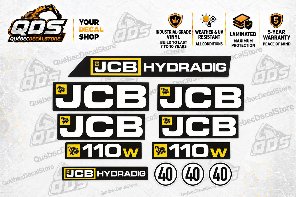 JCB Hydradig 110W Wheeled Excavator Decal Kit