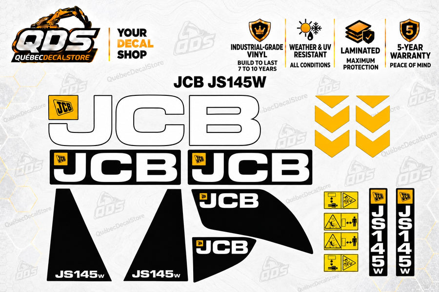 JCB JS145W Wheeled Excavator Decal Kit