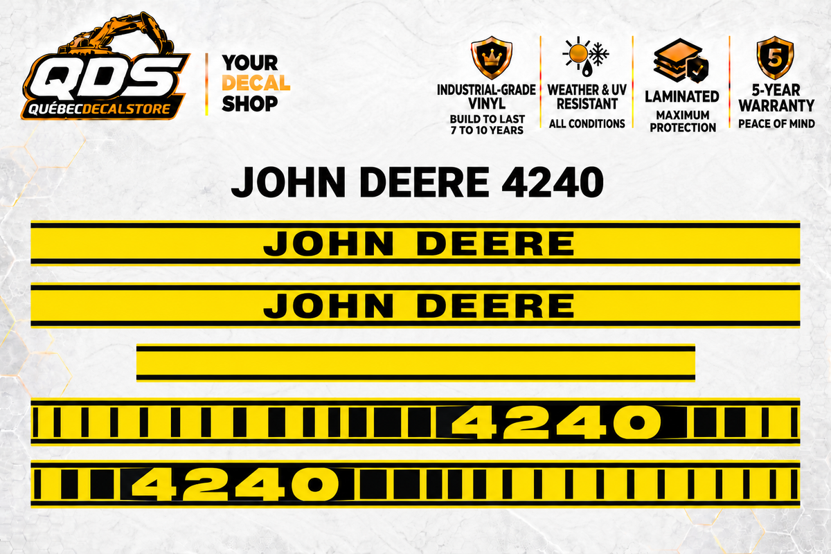 John Deere 4240 aftermarket decal kit concept preview; fitment and dimensions require confirmation before production