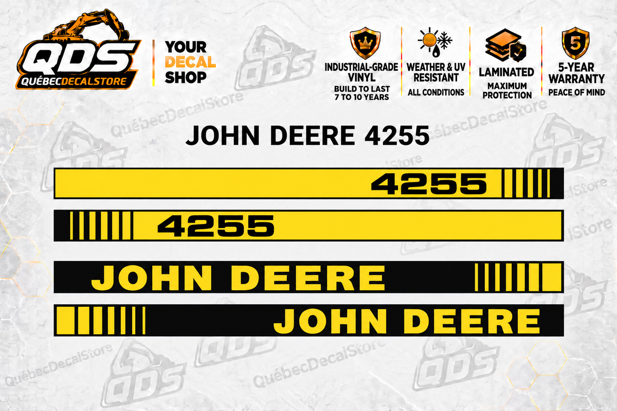 John Deere 4255 aftermarket decal kit concept preview; fitment and dimensions require confirmation before production