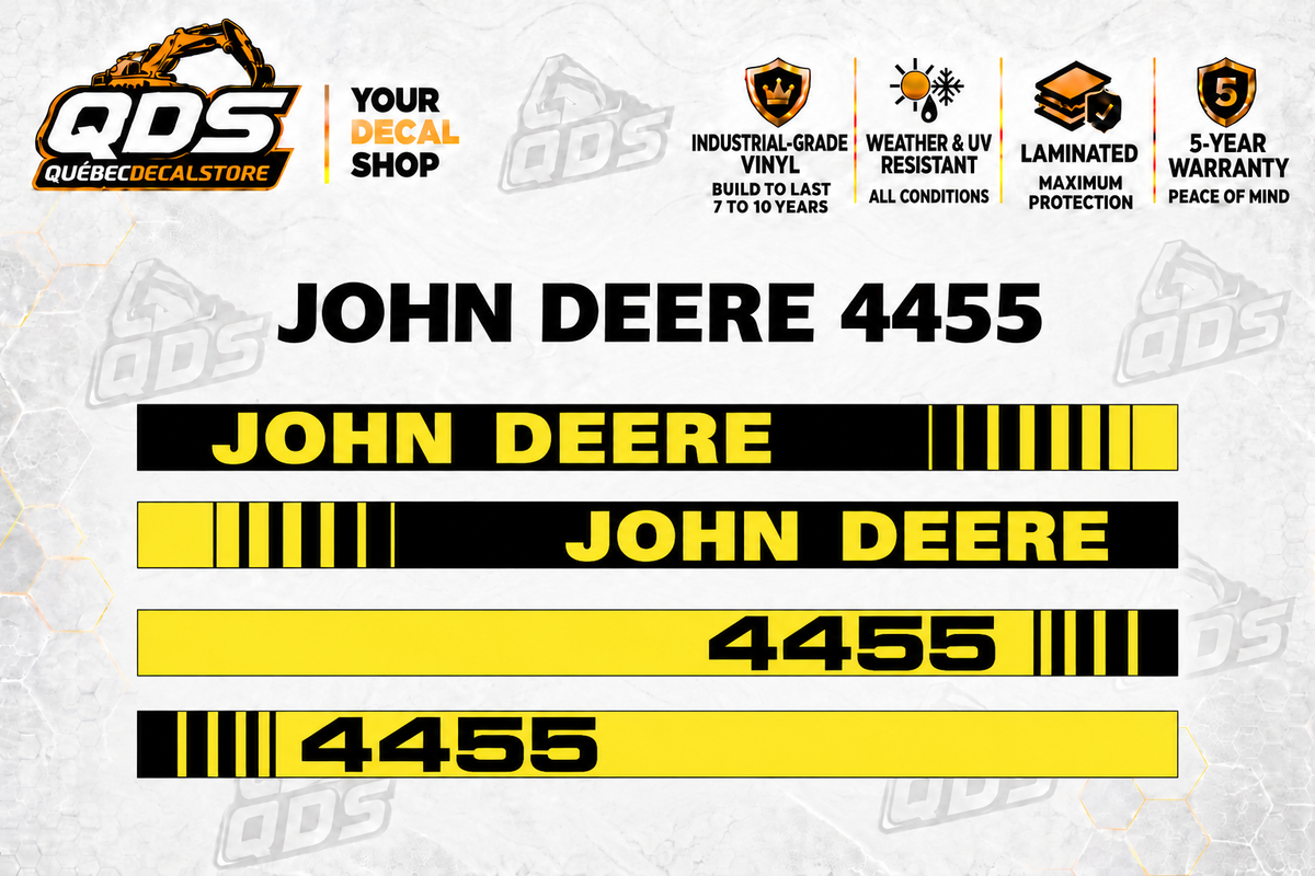 John Deere 4455 aftermarket decal kit concept preview; fitment and dimensions require confirmation before production