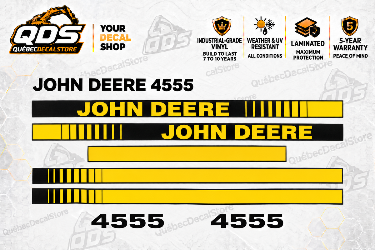 John Deere 4555 aftermarket decal kit concept preview; fitment and dimensions require confirmation before production
