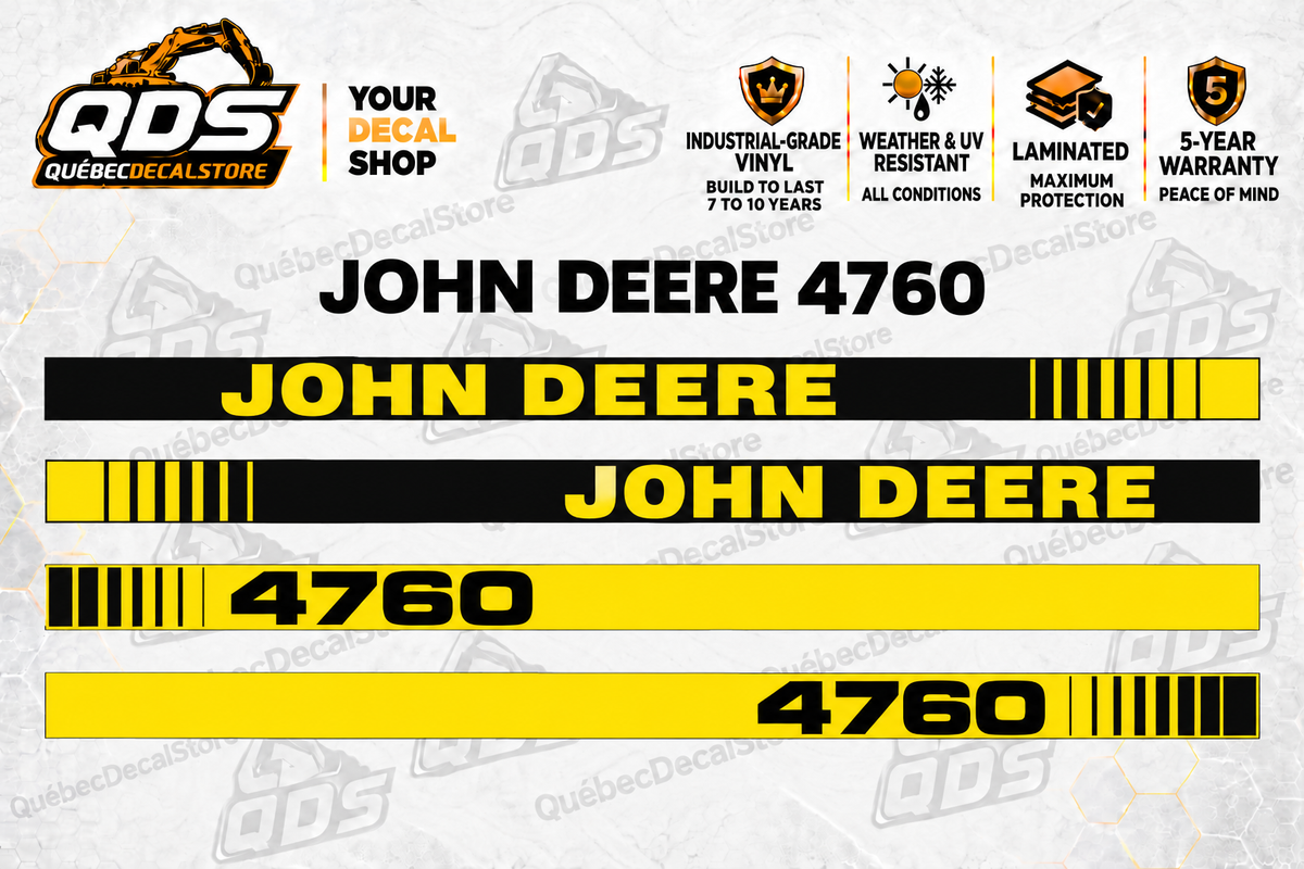 John Deere 4760 aftermarket decal kit concept preview; fitment and dimensions require confirmation before production