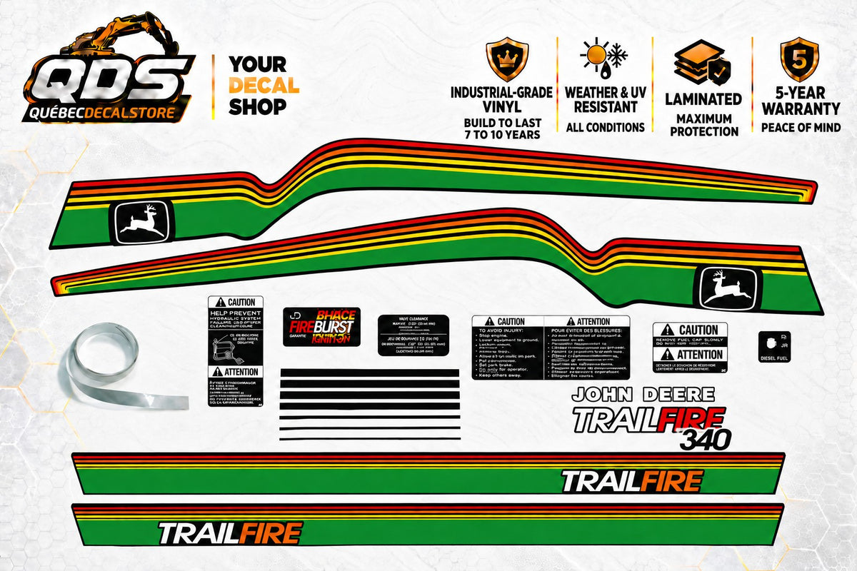 John Deere Trailfire 340 Decal Kit – Extended Trim Set