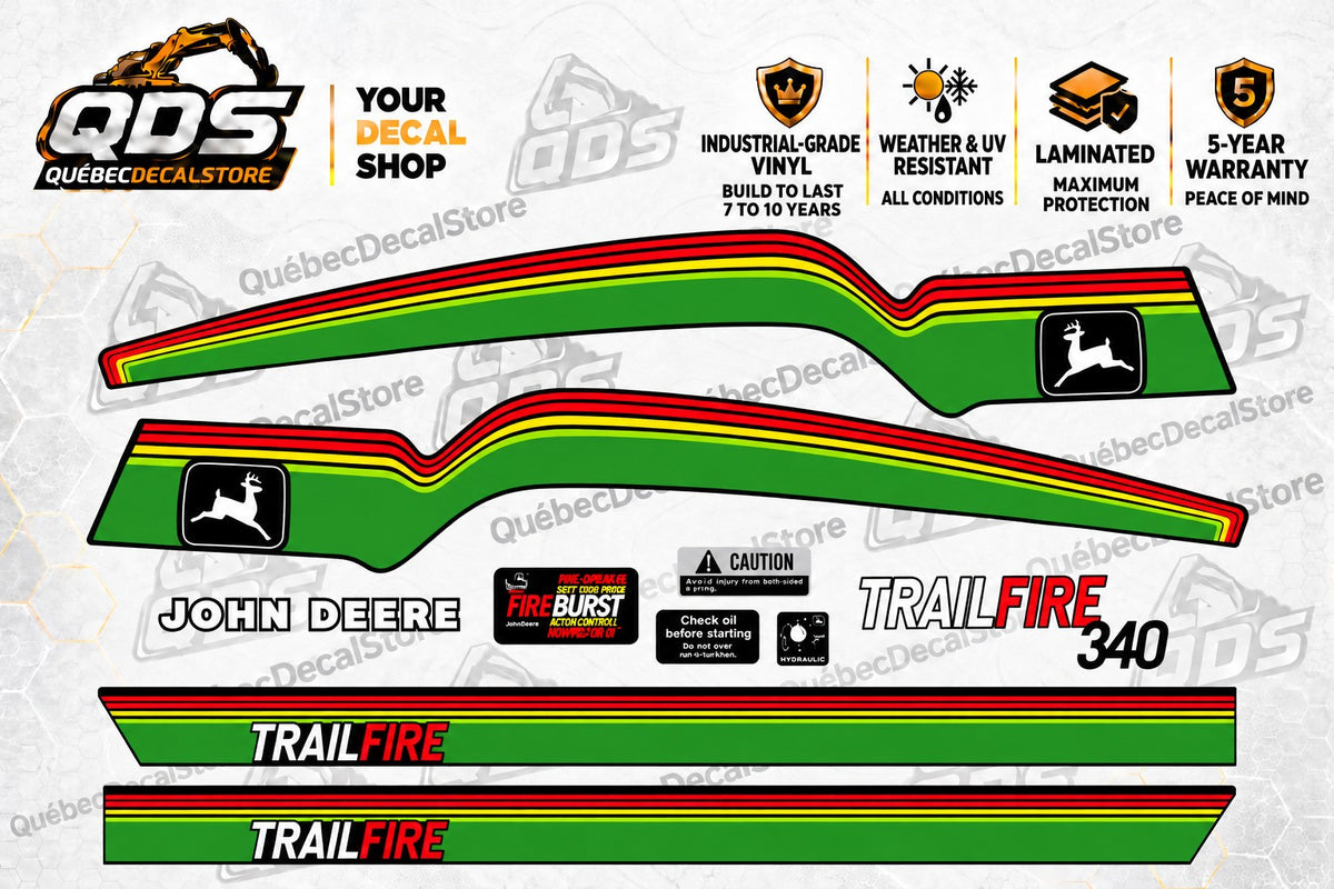 John Deere Trailfire 340 Decal Kit – Main Graphics Set