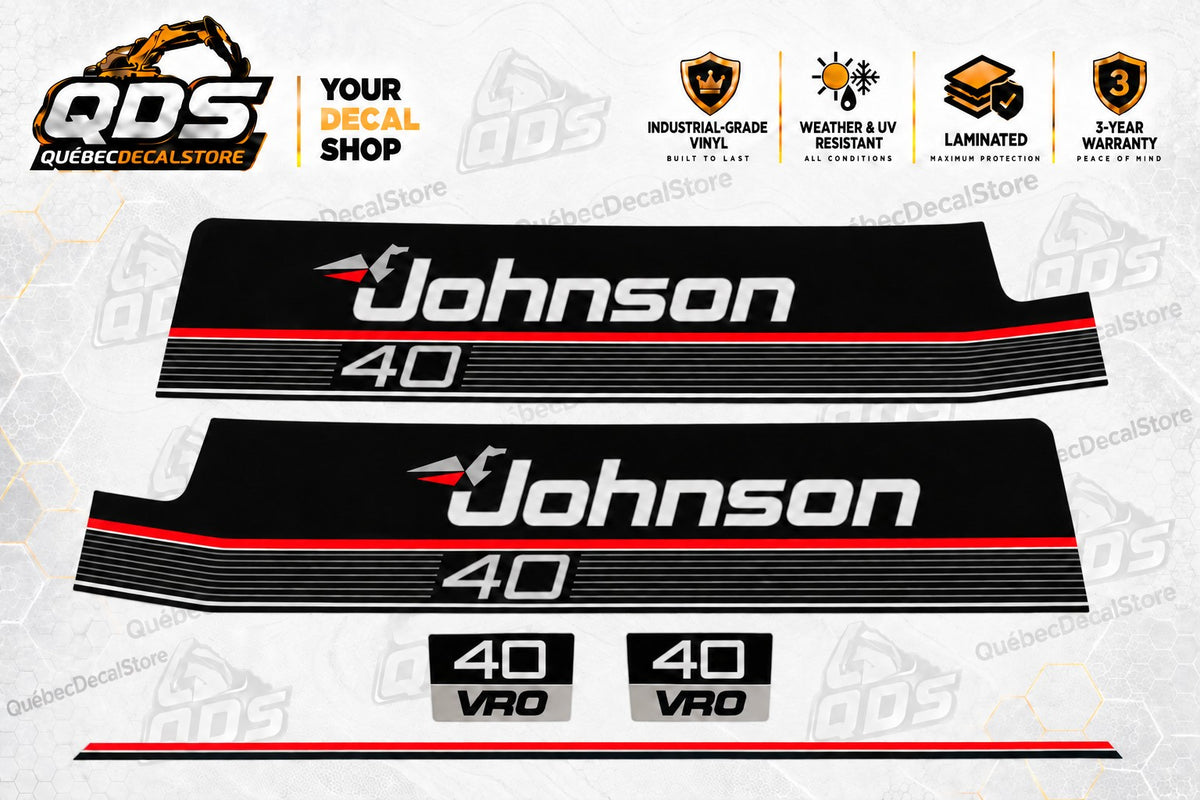 Vervangende stickerset voor Johnson 40 VRO buitenboordmotor