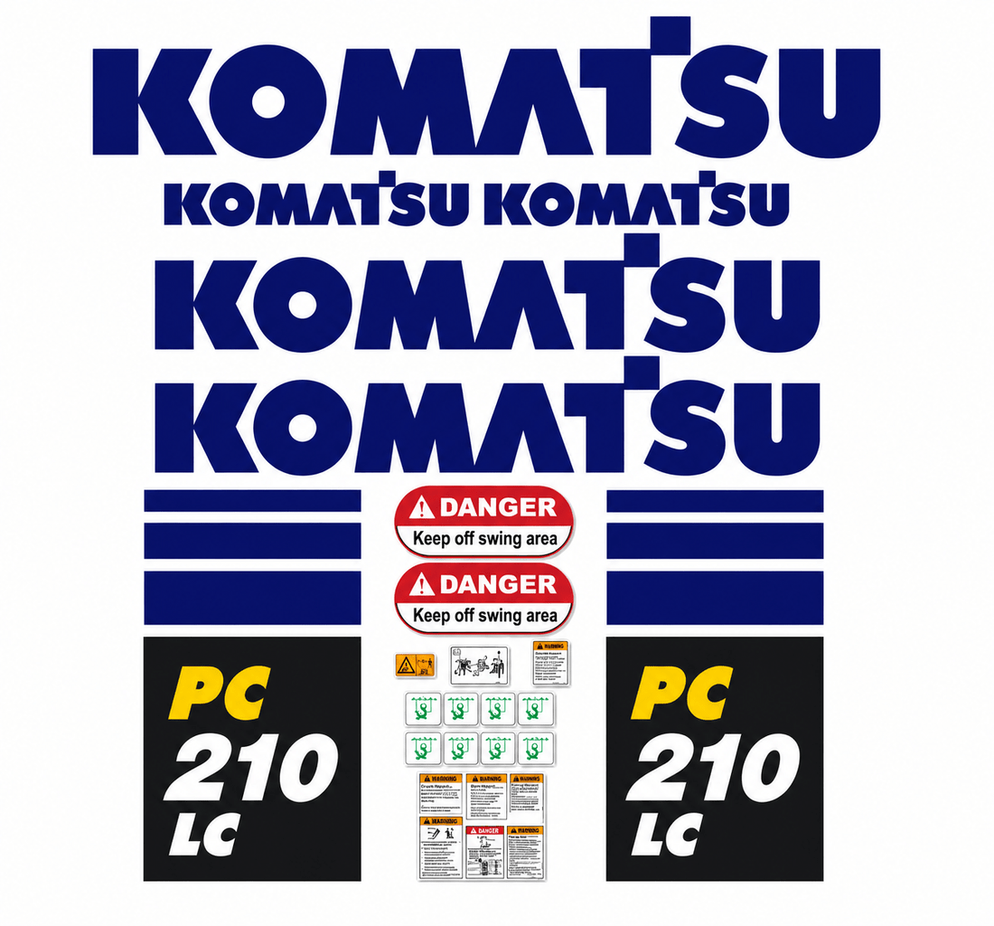 Kit complet de décalcomanies en Vinyle Imperméable laminé pour Komatsu PC210LC - 10QuébecDecalstore