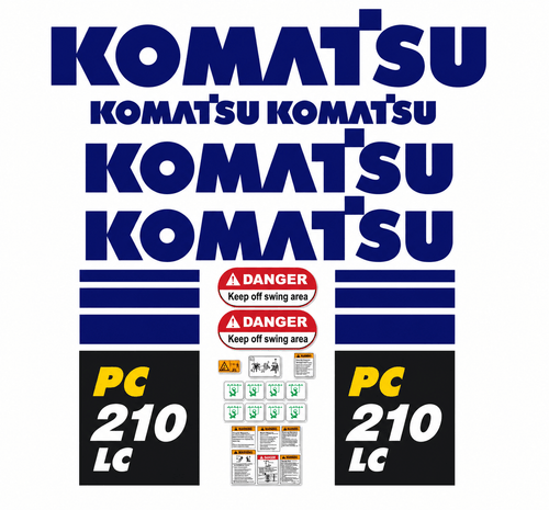 Kit complet de décalcomanies en Vinyle Imperméable laminé pour Komatsu PC210LC - 10QuébecDecalstore