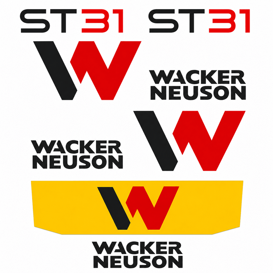 Wacker Neuson ST31 – aftermarket replacement decals shown in the kit
