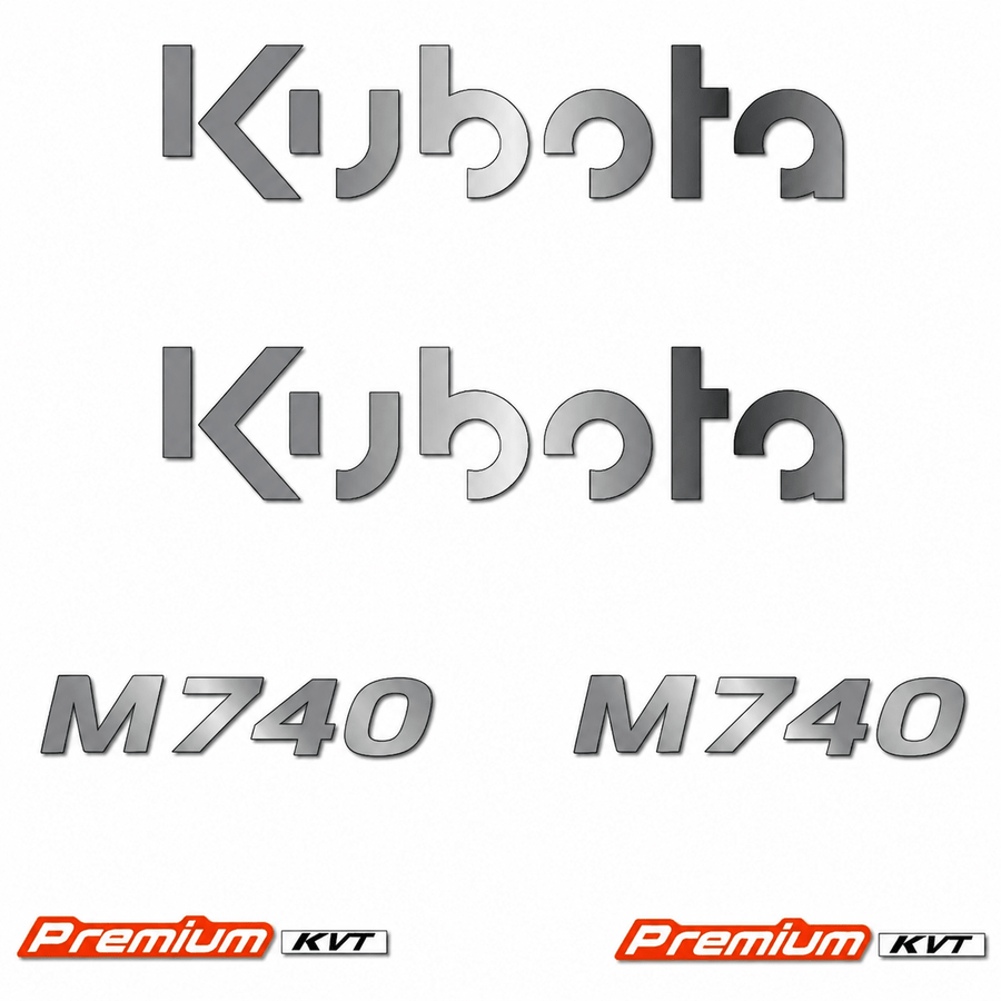 Kubota M740 new generation – aftermarket replacement decals shown in the kit