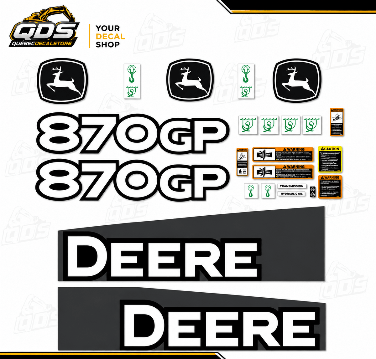 Aftermarket stickerset voor John Deere 870GP Grader