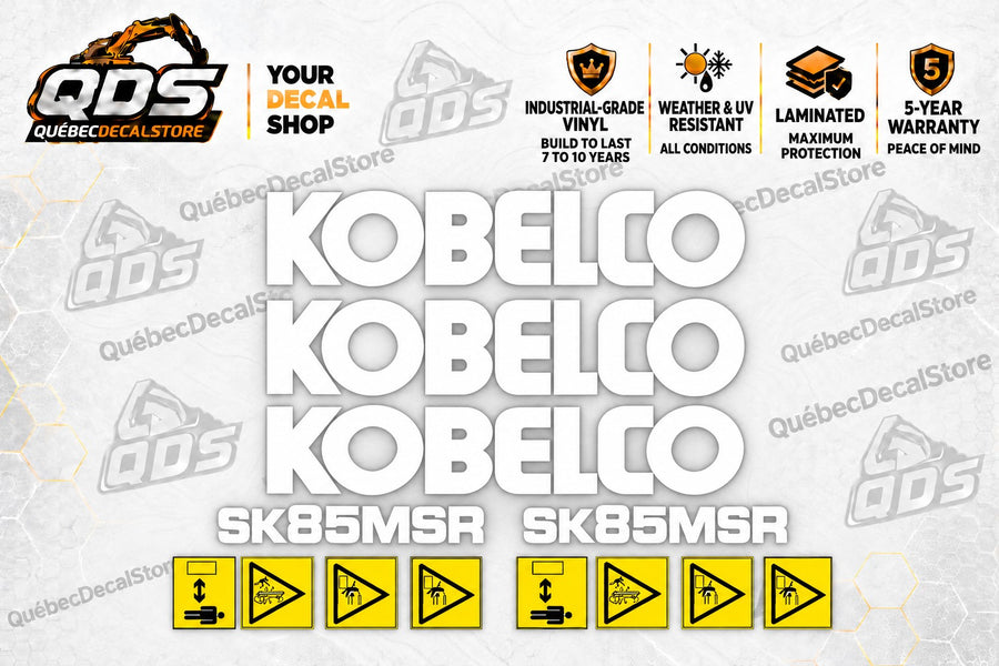 Kobelco SK85MSR Excavator Decal Kit – White Logos