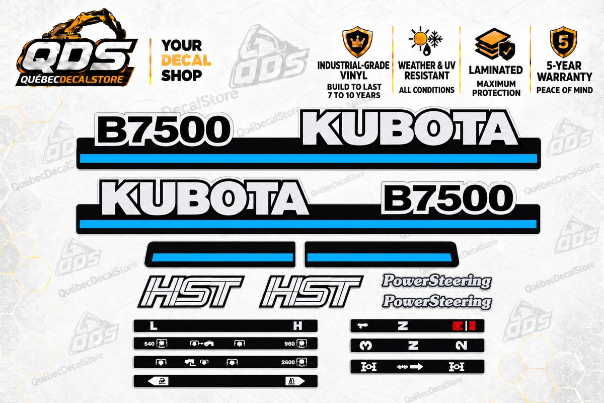 Kubota B7500 HST Tractor Decal Kit