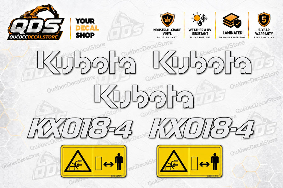 Kubota KX018-4 minigraafmachine stickerset