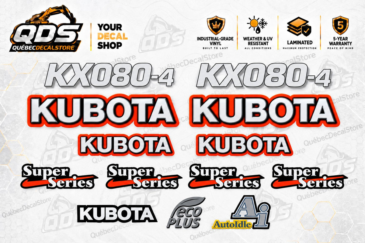 Aftermarket Decal Kit for Kubota KX080-4 Excavator