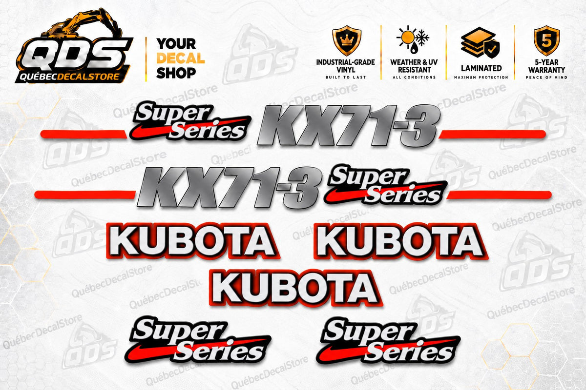 Aftermarket Decal Kit for Kubota KX71-3 Mini Excavator