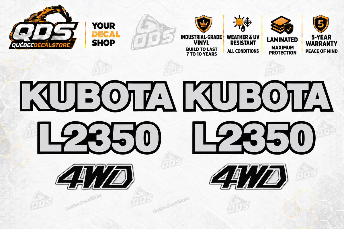 Kubota L2350 Tractor Decal Kit with 4WD Badges – QuébecDecalStore