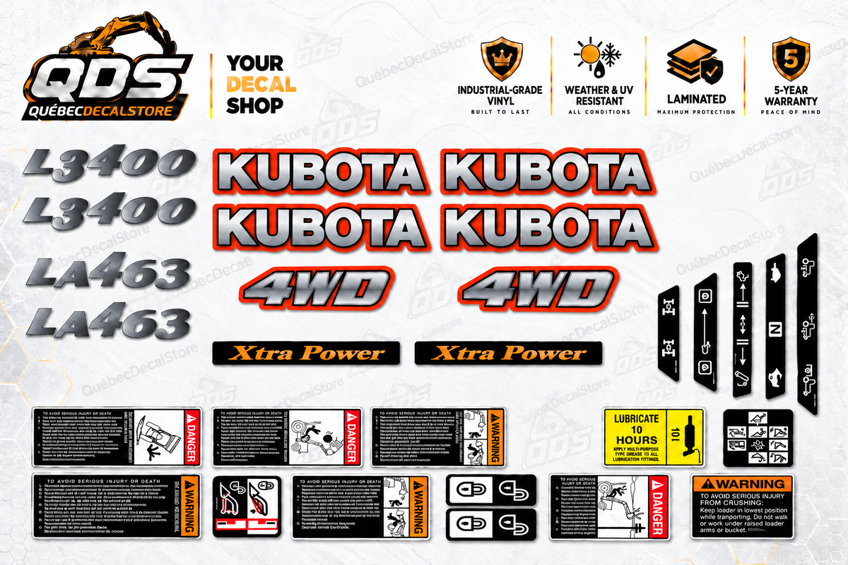 Kit d'autocollants Kubota L3400 + chargeur LA463