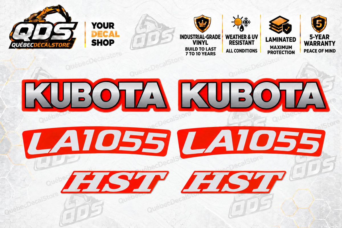 Kubota LA1055 Loader Arm Decal Kit – 6 Pieces with HST