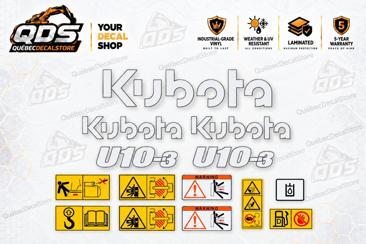 طقم ملصقات لحفارة صغيرة Kubota U10-3