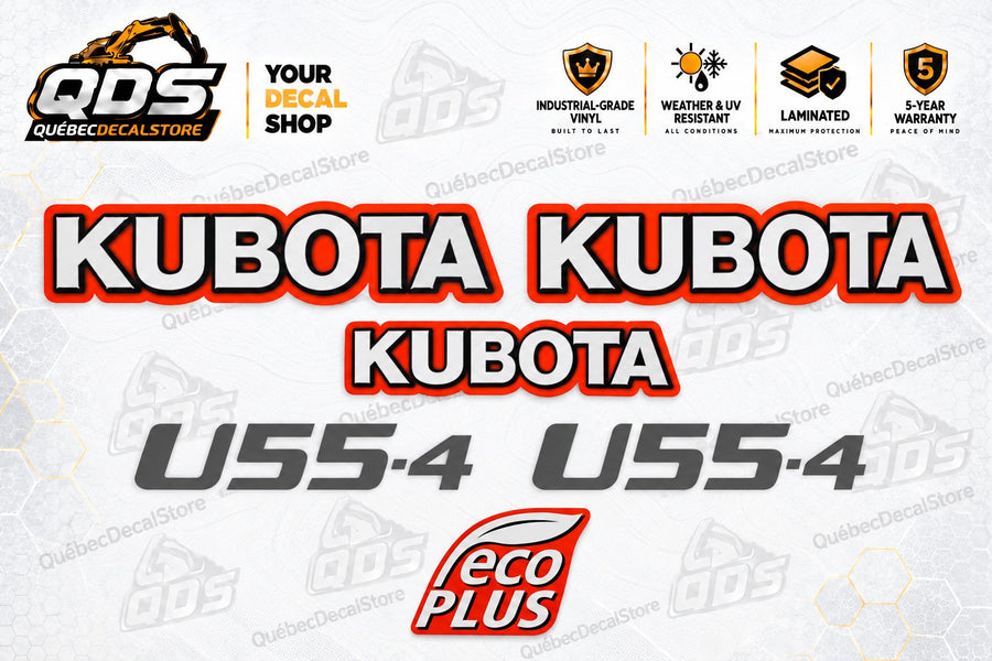 Stickerset voor Kubota U55-4 minigraafmachine – Rood & zwart