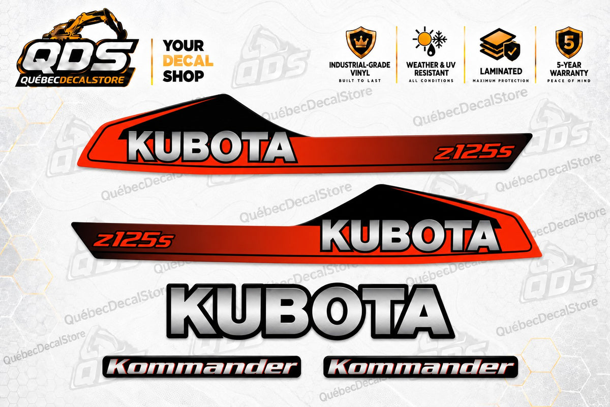 Aftermarket Decal Kit for Kubota Z125S Kommander Mower
