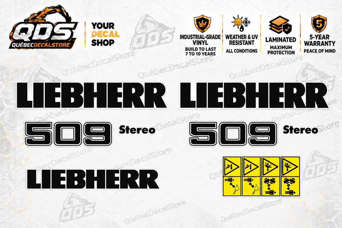 Liebherr 509 Stereo Wheel Loader Decal Kit with Safety Labels