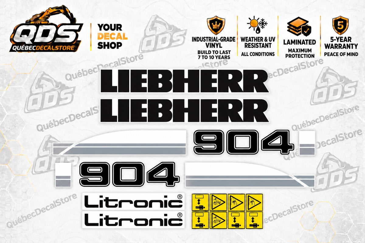 Liebherr 904 Litronic Excavator Decal Kit with Safety Labels