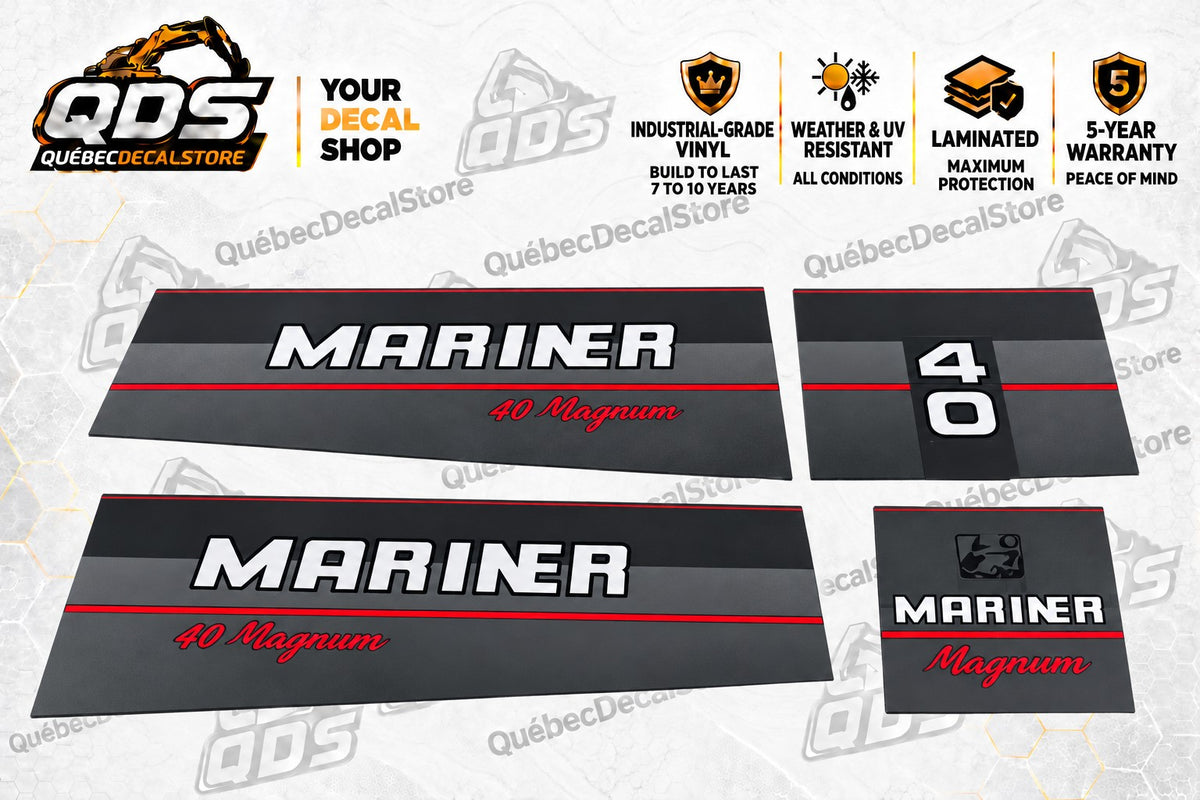 Mariner 40 HP Magnum Outboard Decal Kit – Red/Grey