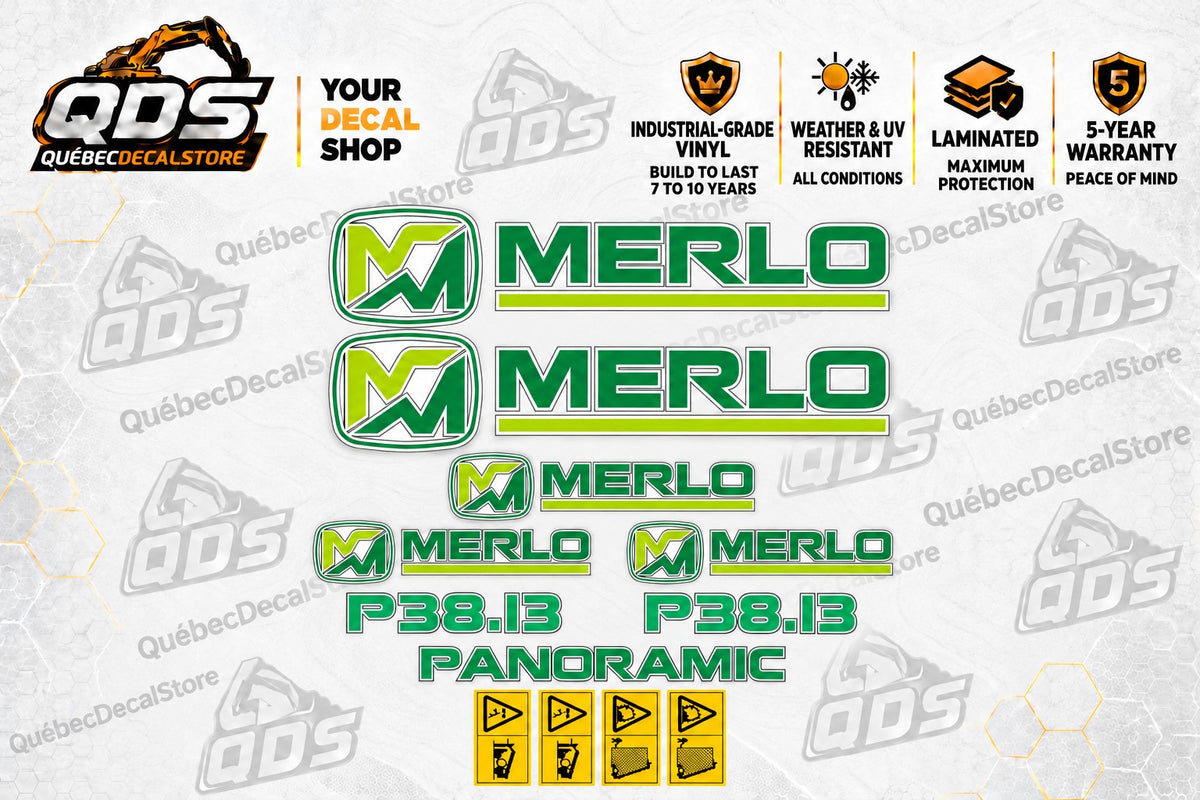 Merlo P38.13 Panoramic Telehandler Decal Kit with Safety Labels