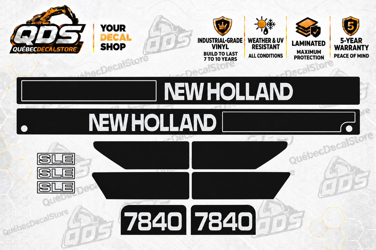 New Holland 7840 SLE Tractor Decal Kit – Black & Silver