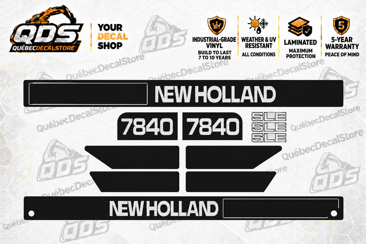 New Holland 7840 SLE Tractor Decal Kit – Black & Silver