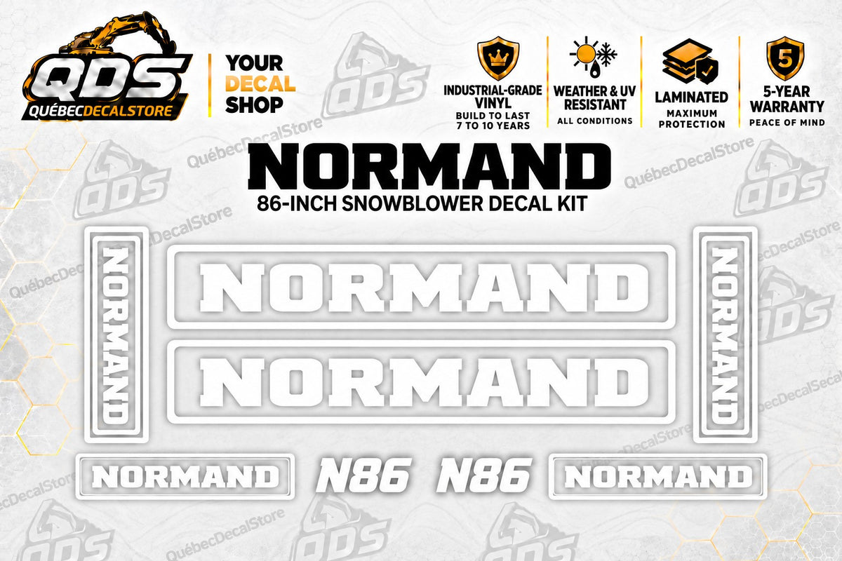 Normand N86 86-Inch Snowblower Logo Decal Kit – 8 Pieces