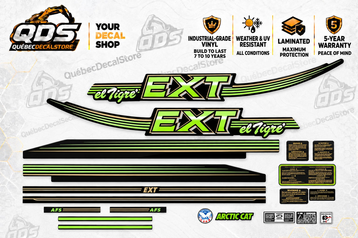 Arctic Cat El Tigre EXT Decal Kit – Green, Black & Gold