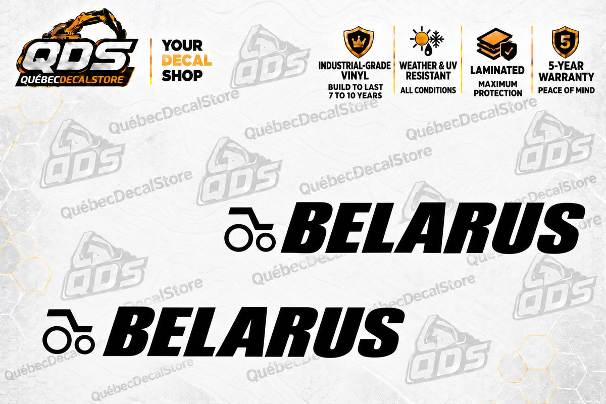 Belarus Logo Decals – Pair of 2, Black or White, 3–30 in