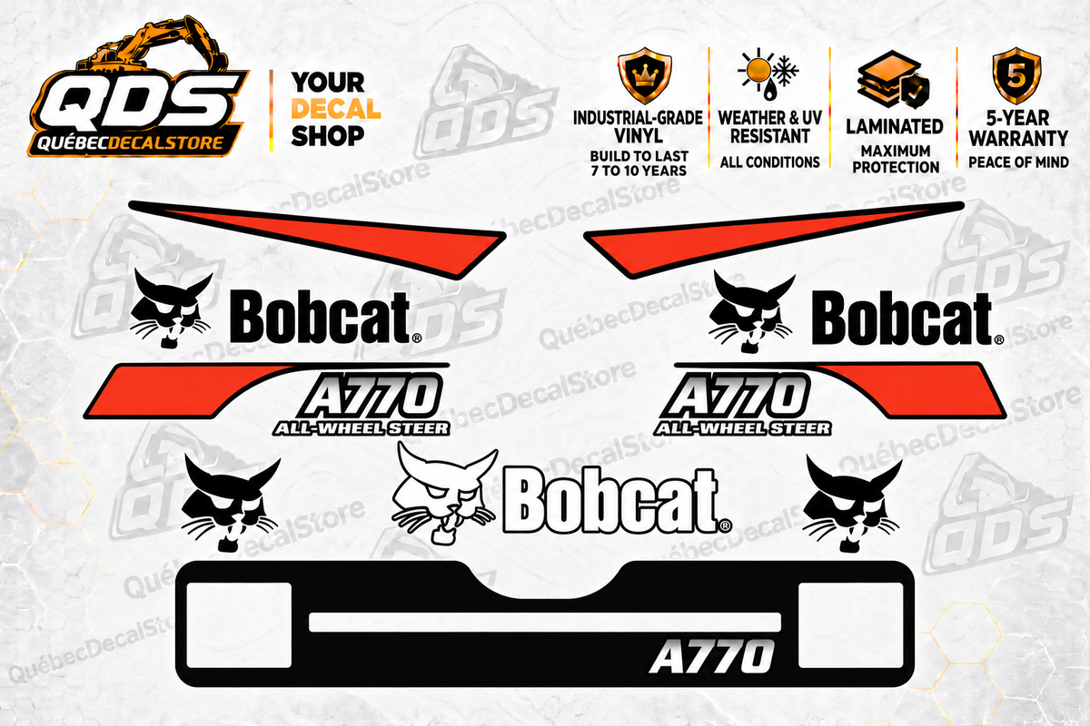 Bobcat A770 Decal Kit – Orange & Black Graphics