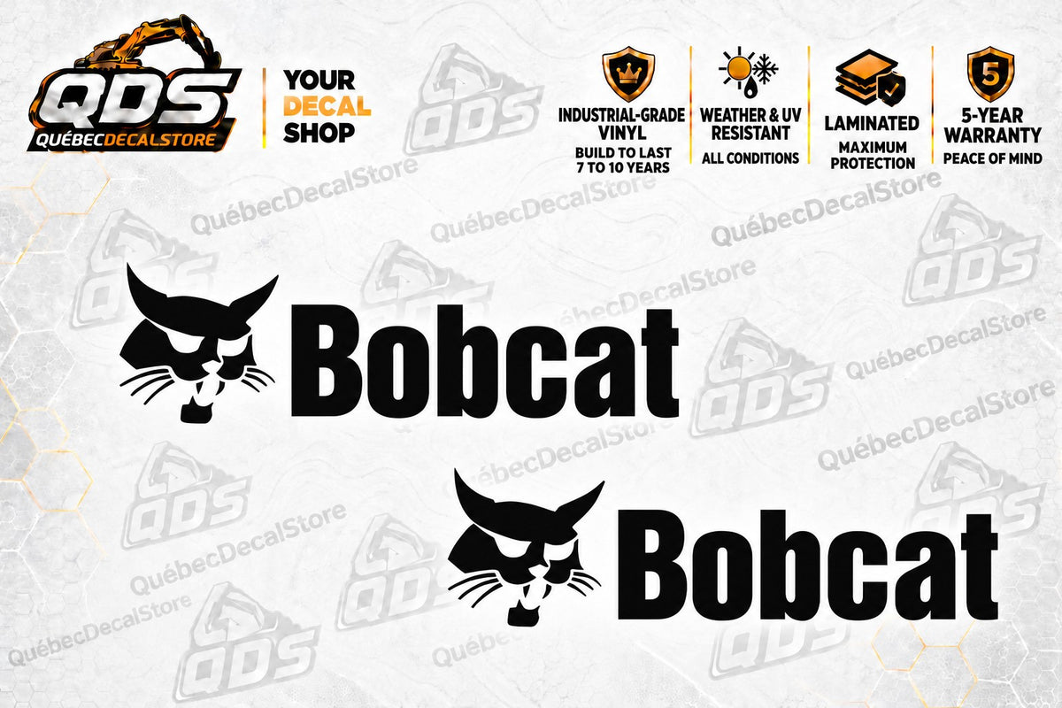 Bobcat Logo Decals – Pair of 2, Black or White, 3–30 in
