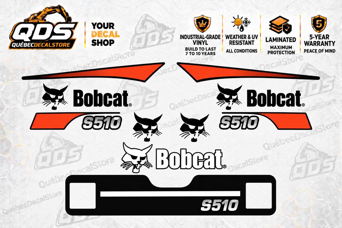 Bobcat S510 Decal Kit – Orange & Black Graphics