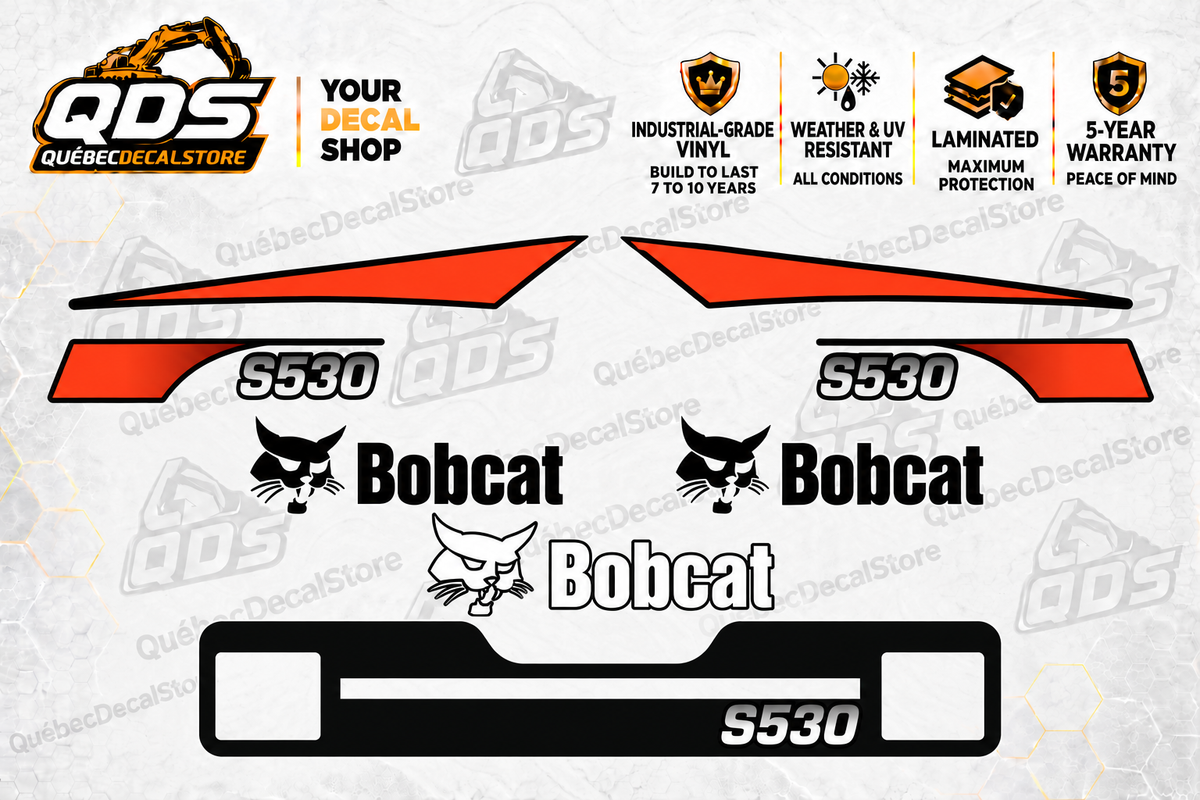 Bobcat S530 Decal Kit – Orange & Black Graphics