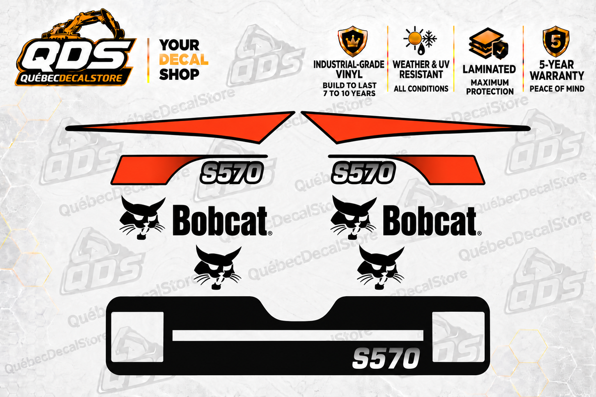 Bobcat S570 Decal Kit – Orange & Black Graphics
